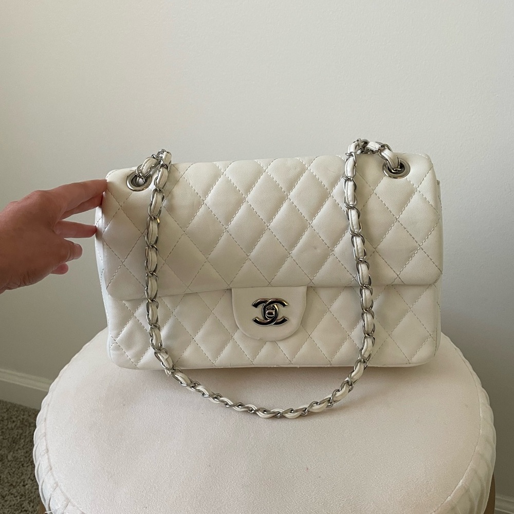 Designer inspired White Quilted Chain Bag